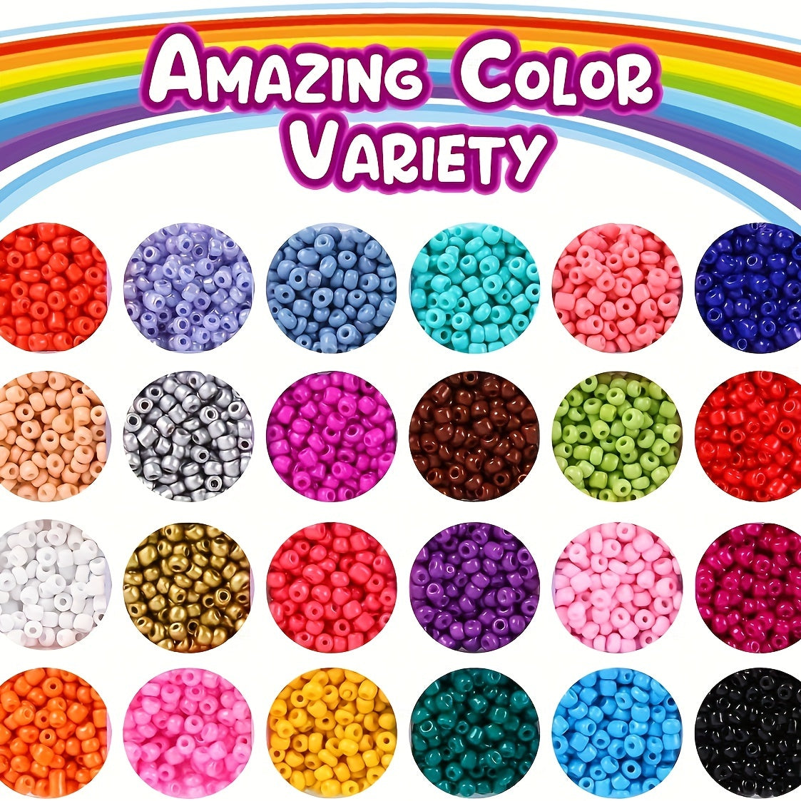 20000Pcs 2 3 4mm 24 Multicolor Glass Seed Beads DIY Jewelry Making Craft Set