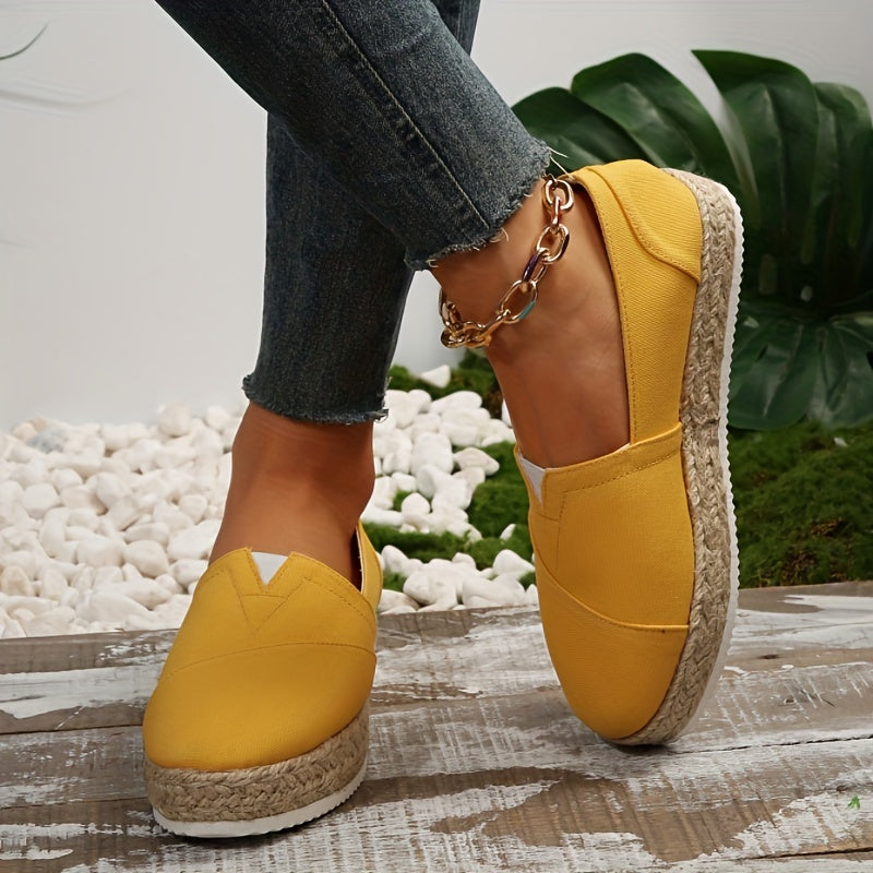 Women's Espadrille Flat Loafers Slip On Canvas Shoes