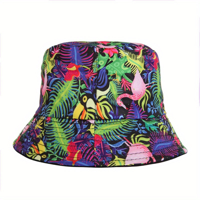 Boho Flower Print Bucket Hat Vintage Lightweight Sunshade Basin Hat