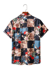 Men's Digital Printed Flower Short Sleeve Shirt
