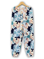 Floral Print Joggers Elastic Waist Pajamas Pants
