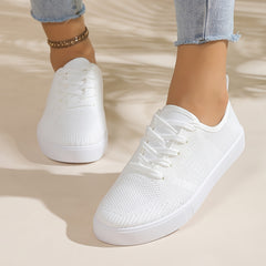 Women's Breathable Woven Sneakers Casual Lace Up Outdoor Shoes