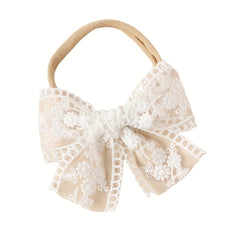 Summer Baby Bow Headband Lace Embroidery & Knotted