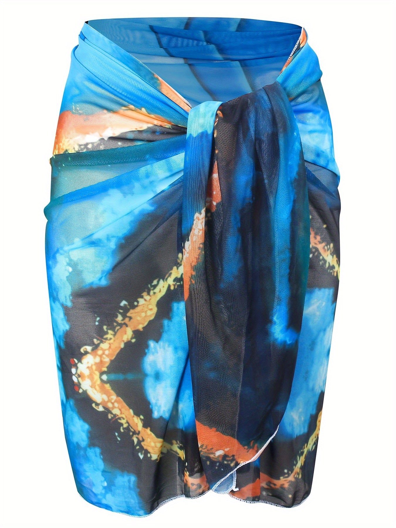 Boho Bikini Bottoms Plus Size Tie Dye Mesh Beach Cover Up Skirt