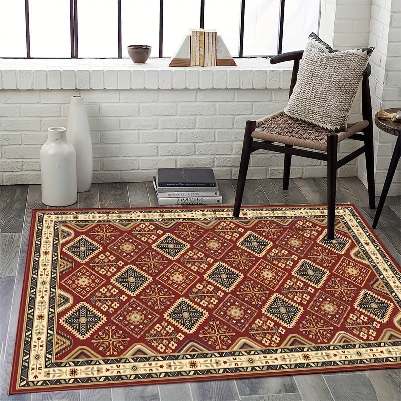 Dark Red American Classic Pattern Large Carpet Soft Area Carpet