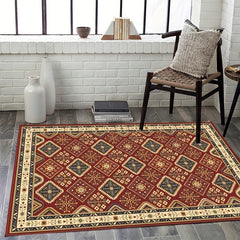 Dark Red American Classic Pattern Large Carpet Soft Area Carpet
