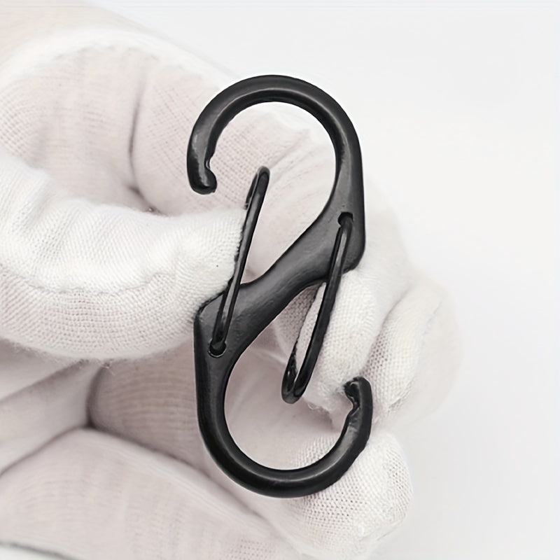 10pcs Stainless Steel S Type Carabiner Keychain Hooks With Lock