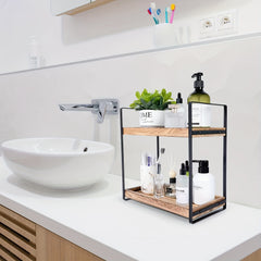 3 Tier Wooden Storage Rack Bathroom Kitchen Toiletries Flower Seasoning Shelf