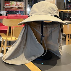 Summer Wide Brim Sun Hat UV Protection Bucket Hat with Face Cover