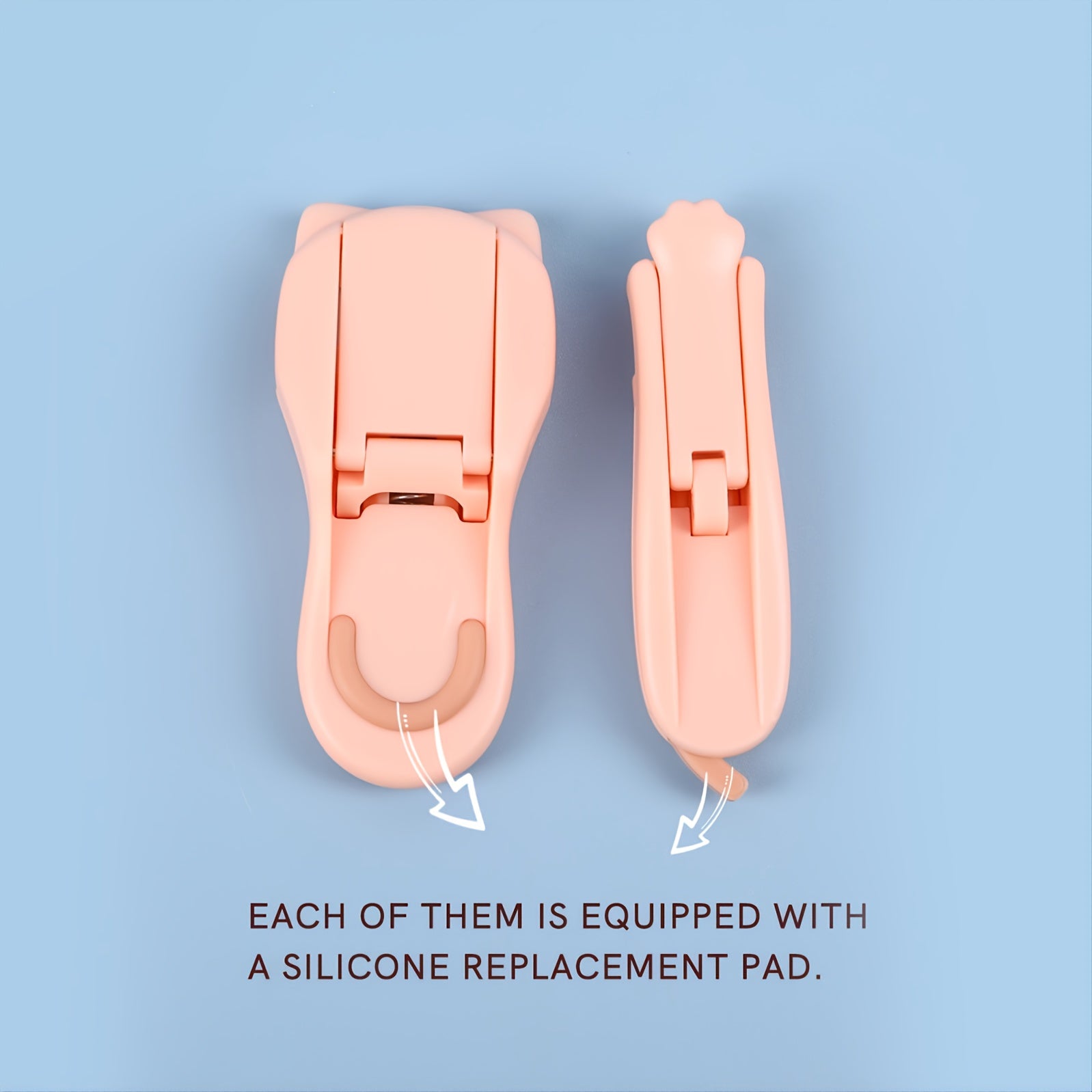 2pcs Portable Eyelash Curler with Silicone Replacement Pads