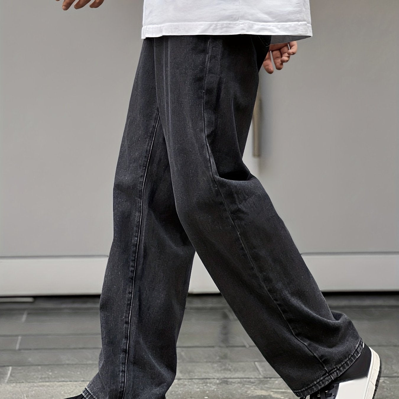 Men's Loose Fit Distressed Jeans Wide Leg Pants