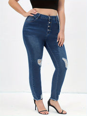 Women's Ripped Skinny Jeans High Rise Stretch Denim