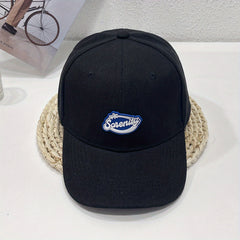Label Decor Baseball Cap Solid Casual Couple Dad Hats Unisex Adjustable Sun Hats
