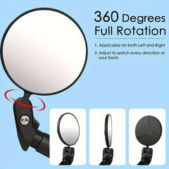 Bicycle Rearview Mirror Foldable Convex Mountain Bike Reflector Road Riding Bell