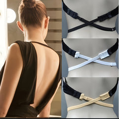 Women's Deep V Neck Backless 2 Button Cross Strap Bra Tube Backless Strap