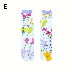 Cartoon Print Toe Socks Women's Mid Tube Stockings