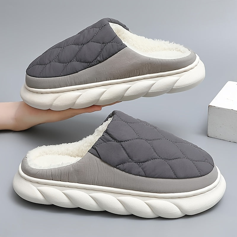 Plaid Nylon Cozy Slippers Soft Plush Lining