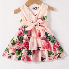 Floral Layered Dress Toddler Baby Girls Casual Dress