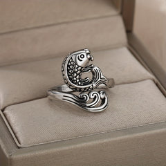 Gothic Vintage Peafowl Ring Zircon Adjustable Cuff Ring