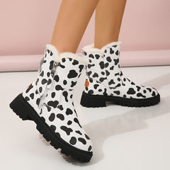 Cow Pattern Winter Snow Boots Warm Comfortable Anti Slip Thickened Bottom
