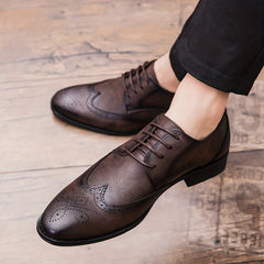 Men's Brogue Wingtip Derby Shoes Lace up Front Dress Shoes