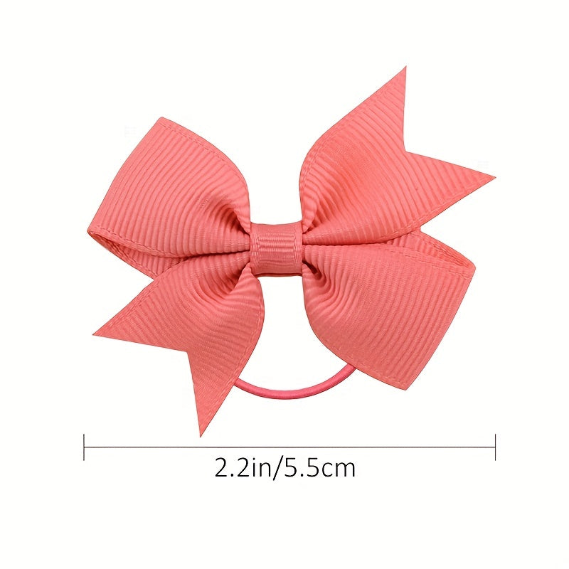 20pcs Toddler Girls Bowknot Hair Rope Solid Rubber Band Hair Ring