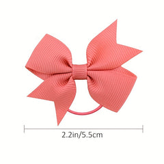 20pcs Toddler Girls Bowknot Hair Rope Solid Rubber Band Hair Ring
