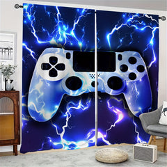 2 Panels Gamepad Printed Window Curtains