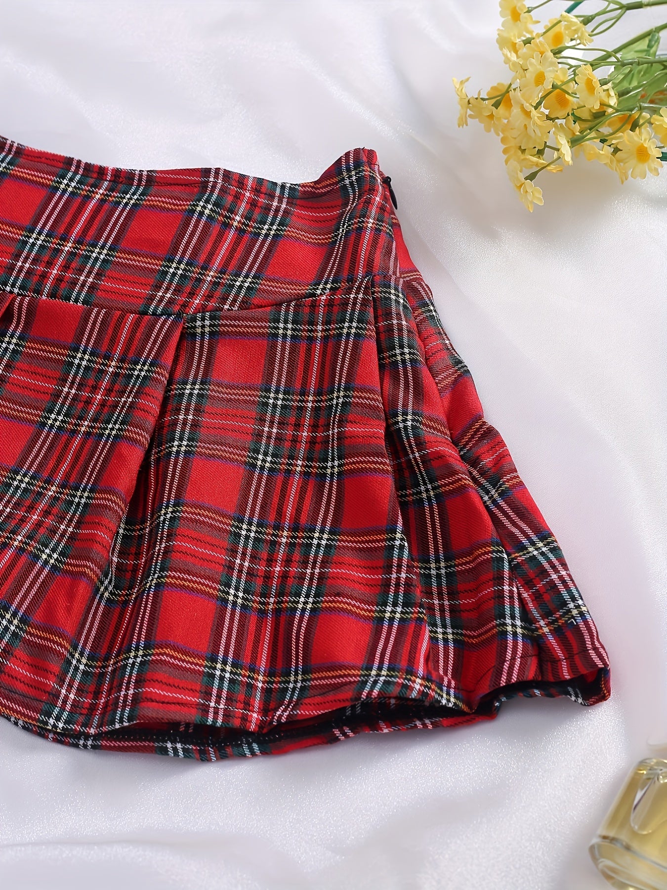 Colorblock Plaid Skirt Seductive Mini Skirt Women's Sexy Lingerie