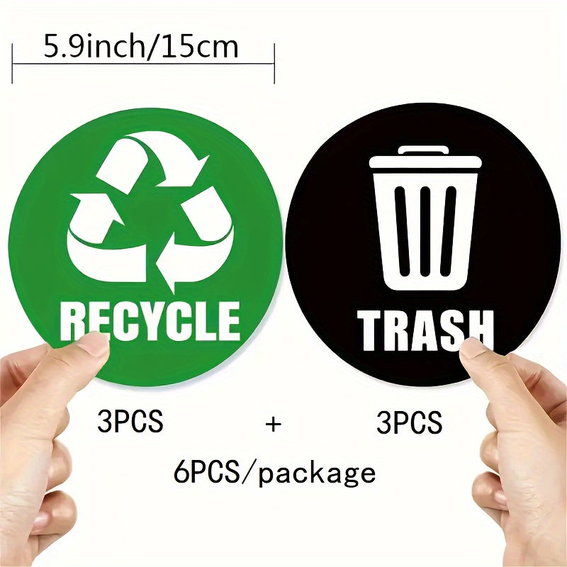 6pcs Pack Trash Can Label Dumping Garbage Sticker