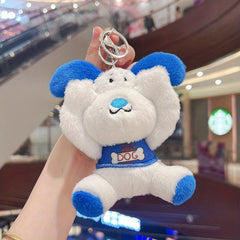 Face Puppy Key Chain Plush Toy Doll Mini Bag Pendant
