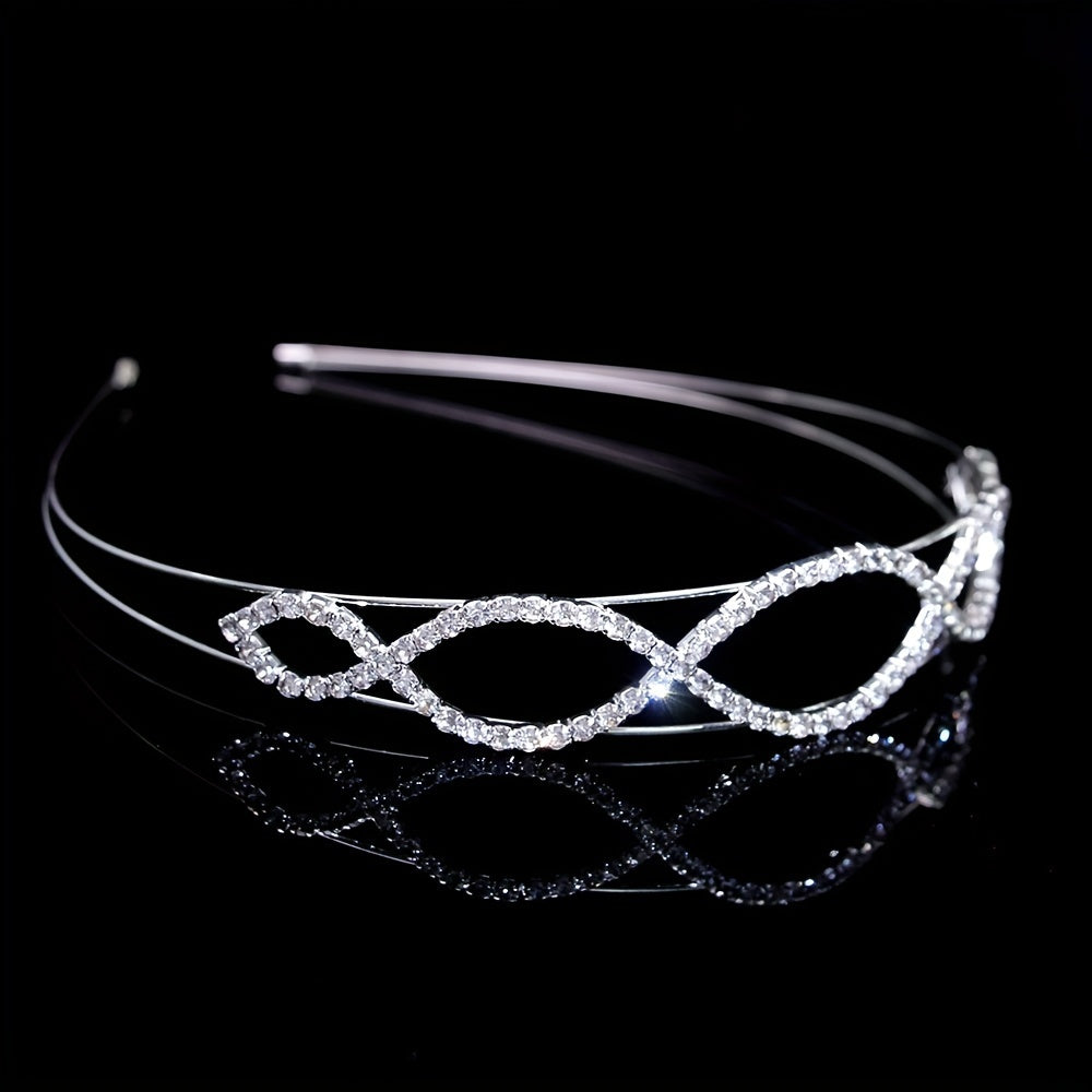 Rhinestone Queen Crown Tiara Headband Bridal Wedding Hair Accessory