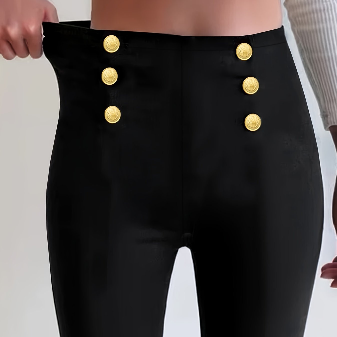 Double Breasted High Waist Skinny Pants