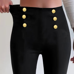 Double Breasted High Waist Skinny Pants