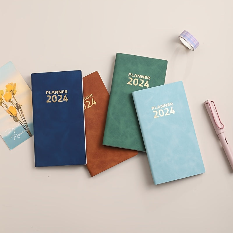 A6 English Calendar Book Leather Monthly Index Notebook Daily Plan