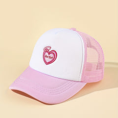 Pink Heart Embroidery Trucker Hat Baseball Cap Lightweight Dad Hats