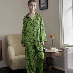 Geometric Print Pajama Set Long Sleeve Top & Pants