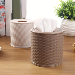 Stylish Round Woven Tissue Storage Box