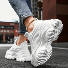Women's Mesh Chunky Sneakers Lace Up Platform Shoes Comfortable Low Top