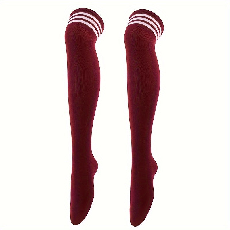 1pair Striped Over The Knee Long Socks Dance Socks
