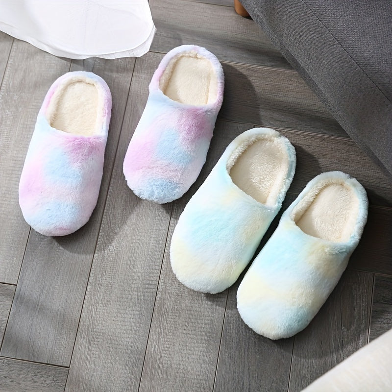 Women's Plush Indoor Slippers Warm & Comfy Closed Toe Fluffy Flat Shoes