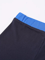 Colorblock Ribbed Tube Top & Shorts Set Women's Outfits
