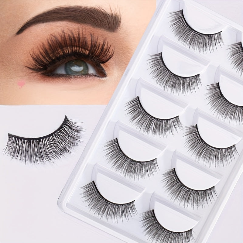 5 Pairs Full Strip False Eyelashes Natural Long Cross False Lashes