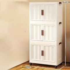Foldable Storage Cabinet With Wheels & Doors 5 Layers