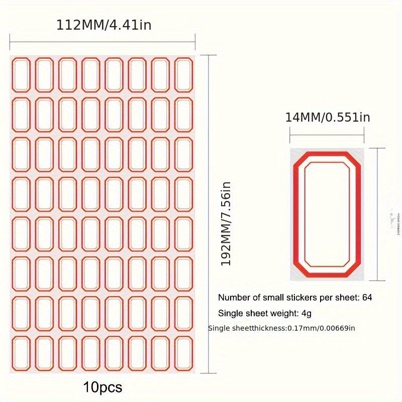 10pcs Blank Self-adhesive Labels for Shopping Mall Classification