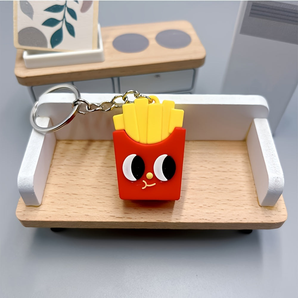 4pcs Soft Plastic French Fries Hamburger Keychain Car Pendant Backpack Pendant