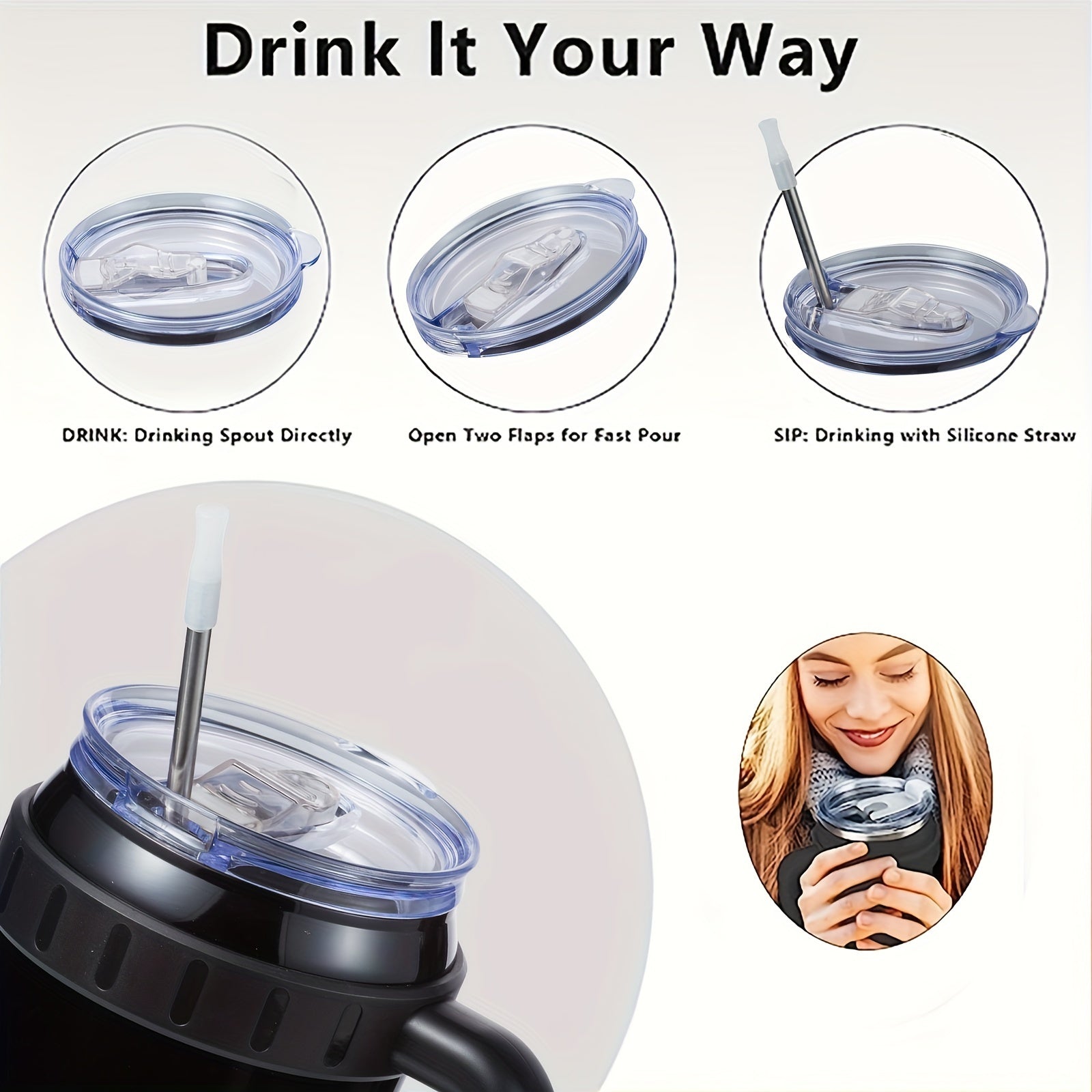 40oz Insulation Cup With Handle And Straw Lid Stainless Steel