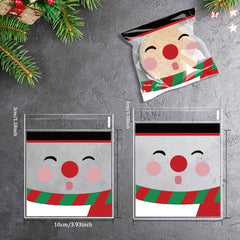 100pcs Christmas Self Adhesive Packaging Bag Xmas Party Supplies