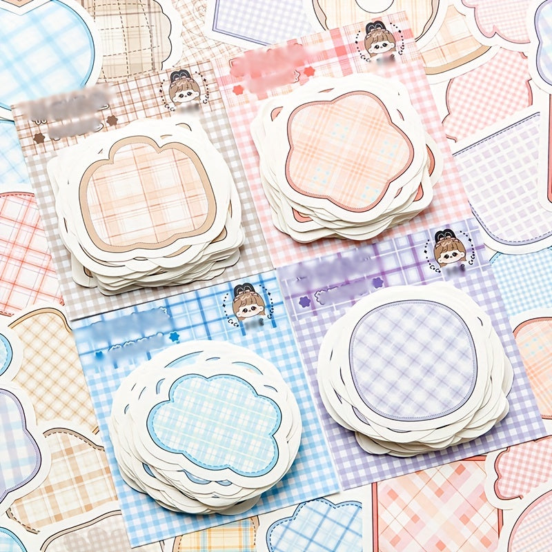 100 Sheets Cartoon Plaid Stripes Note Paper DIY Material