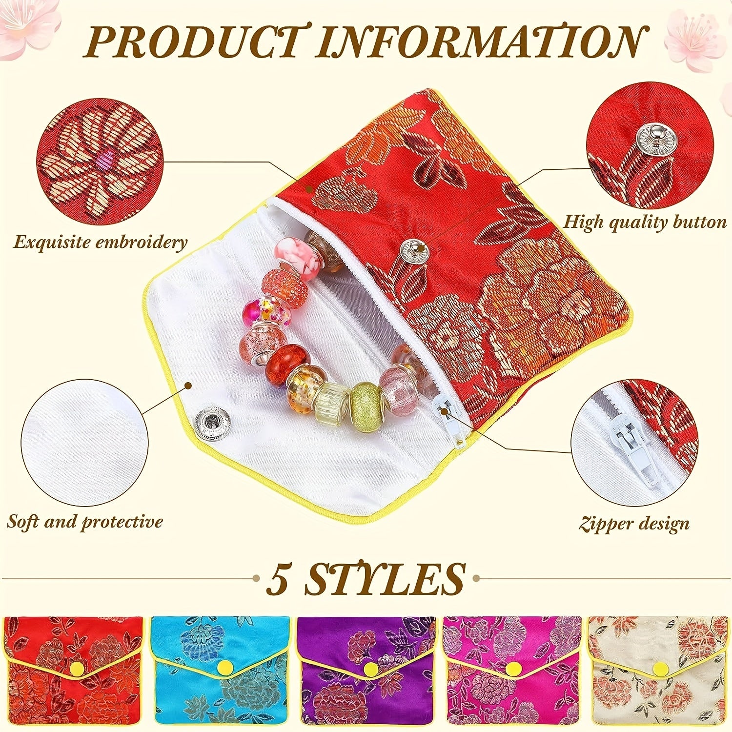 12pcs Jewelry Silk Purse Pouch Gift Bags Random Colors